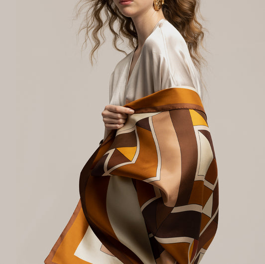 The Byzantium Labyrinth Silk Scarf 80cm x 190cm.