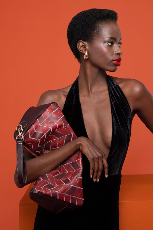 Chevron Maxi Clutch Bordeaux
