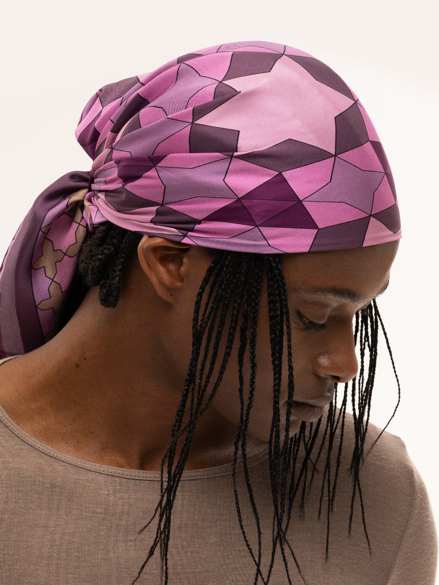 Pink Geo-Star Silk Scarf / 90cm.
