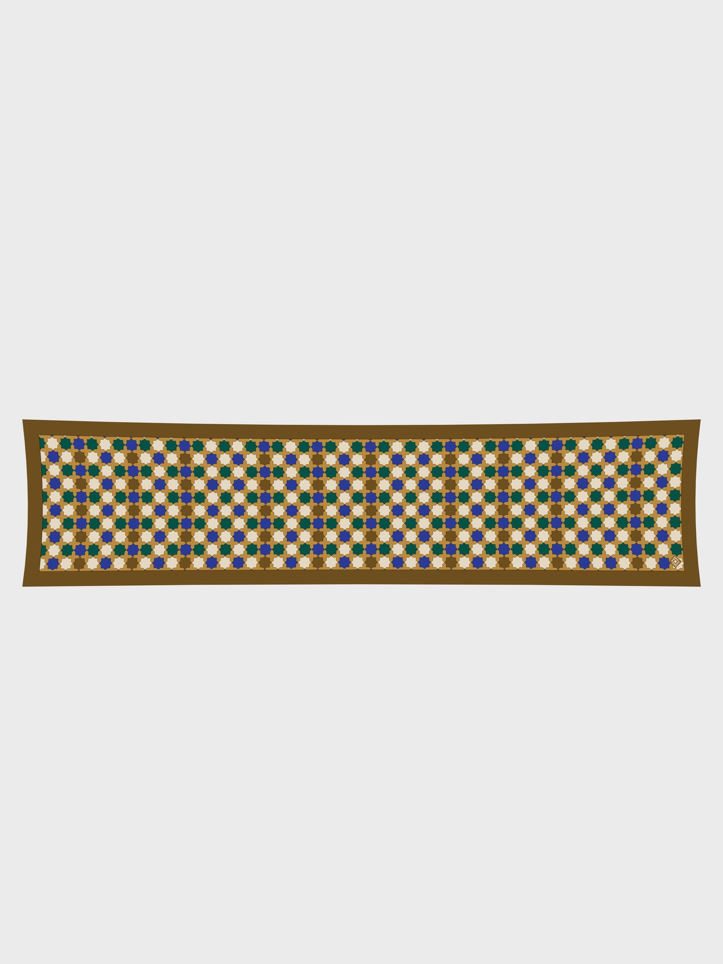 Brown Seljuk Star Silk Scarf 36cm x 155cm.